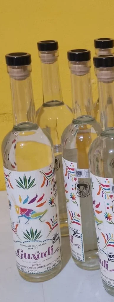 Guxadi 750 ml mezcal bottle showing the DO Mezcal seal and “Hecho en Oaxaca” mark.
